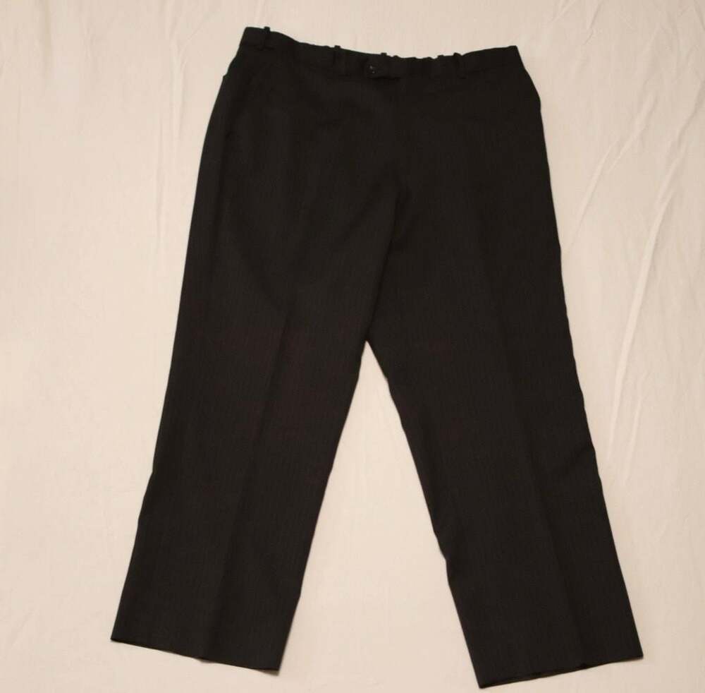 Perfect Traveler by CTR Clothing Men's Dress Pants Black Pinstripe Wool Blend
